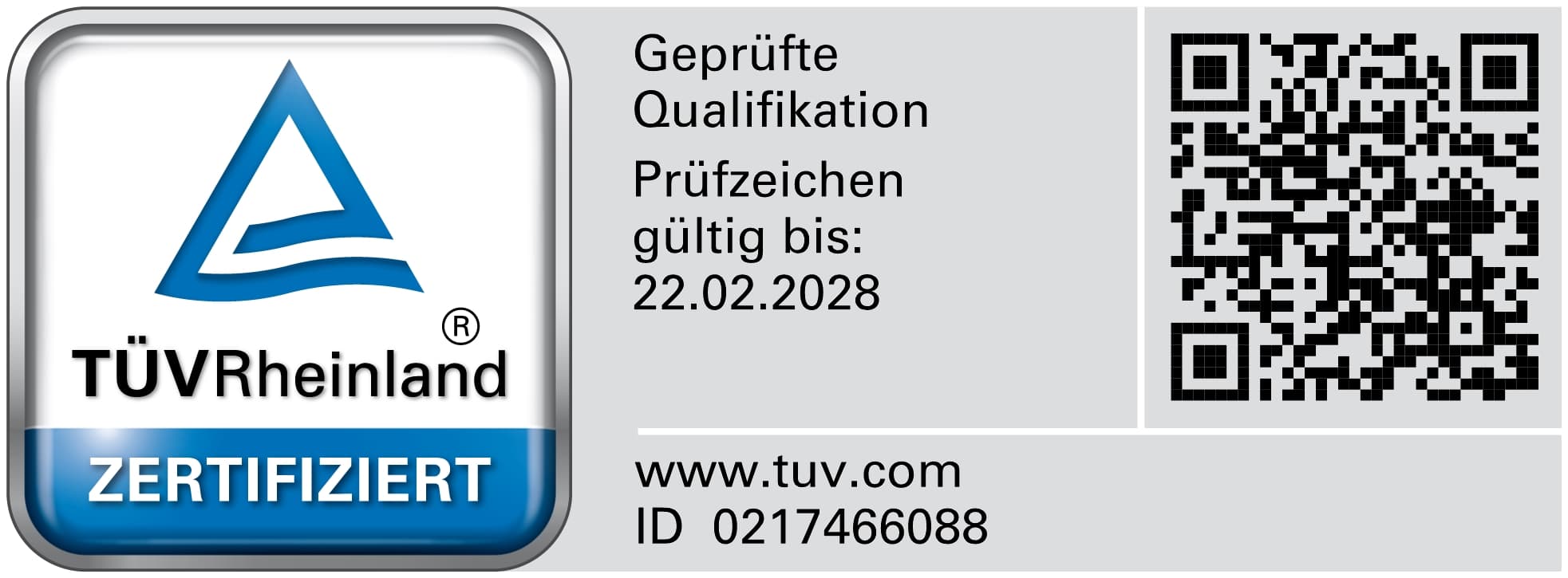 TÜV Rheinland geprüfte Qualifikation – Certipedia ID 0217466088